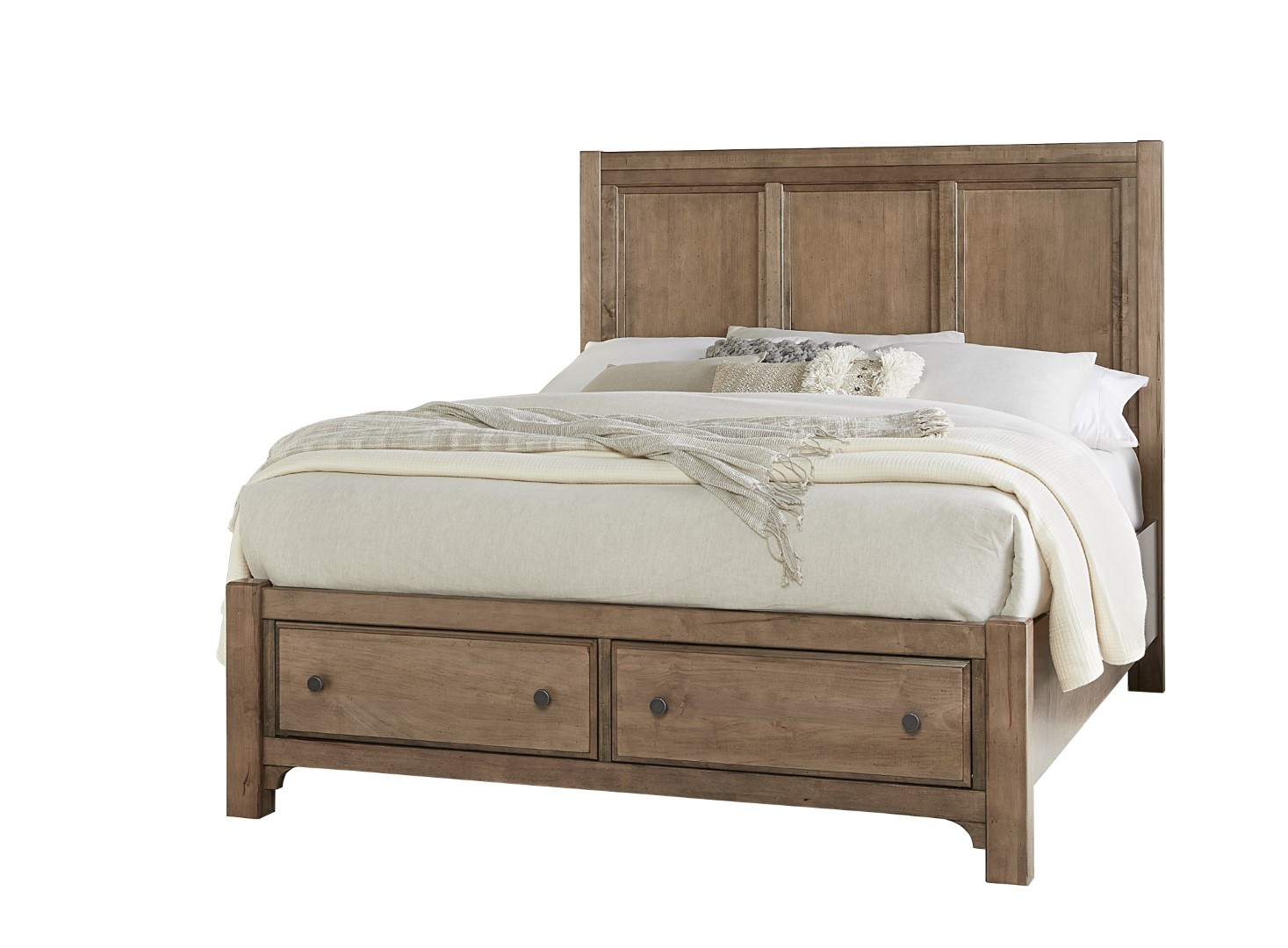 King Panel Bed with Storage Footboard