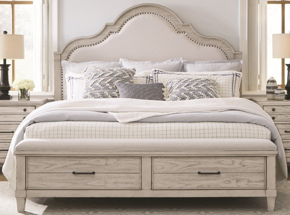 King Upholstered Panel Storage Bed