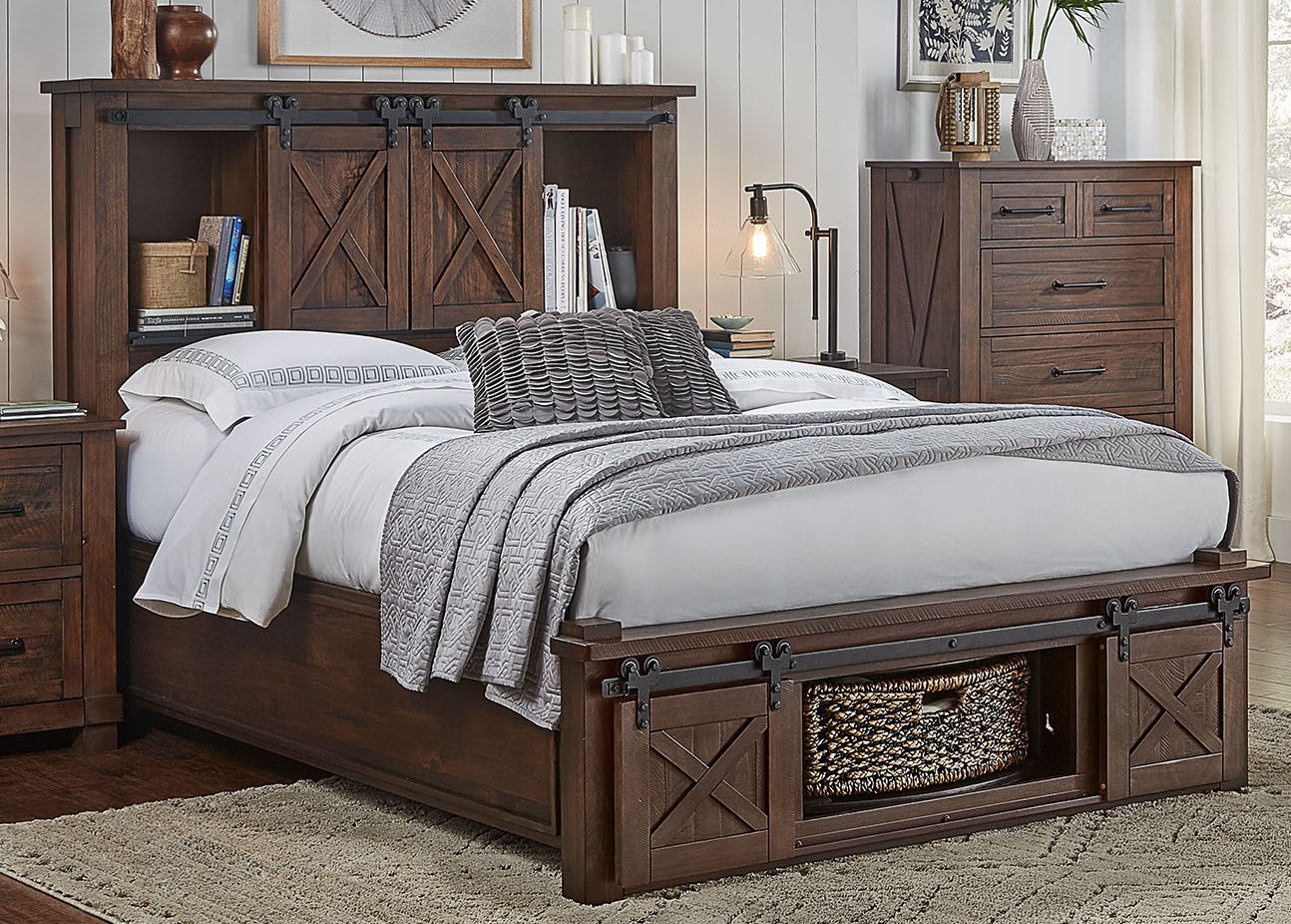 King Storage Headboard W/ Rotating Storage Bed