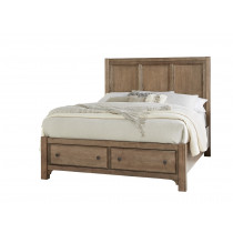 King Panel Bed with Storage Footboard