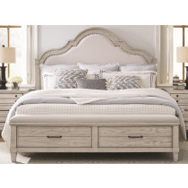 Cal King Upholstered Panel Storage Bed