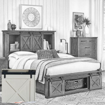 Queen Storage Headboard W/ Rotating Storage Bed