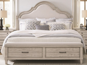 Queen Upholstered Panel Storage Bed