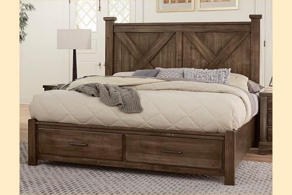 VB Artisan & Post  Cool Rustic-Mink Cal King X Bed W/ Storage Footboard