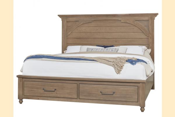 Vaughan Bassett Vista- Natural Oak King Mansion Storage Bed