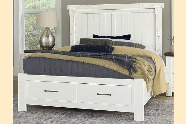 Vaughan Bassett Yellowstone - White/Buckskin Queen American Dovetail Storage Bed