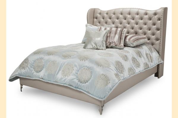 Aico Hollywood Loft Queen Upholstered Platform Bed-Frost