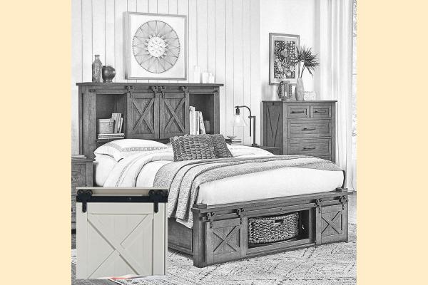 A-America Sun Valley White King Storage Headboard W/ Rotating Storage Bed